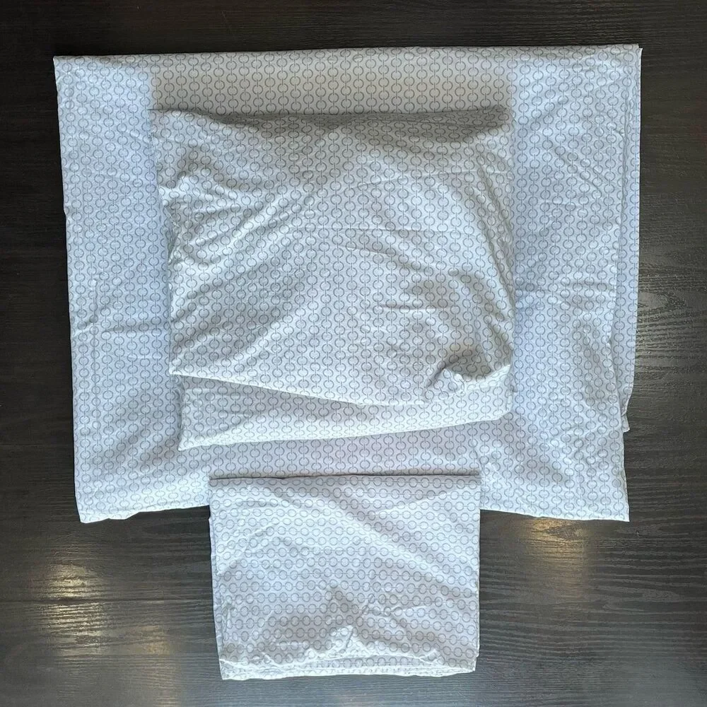 Serena & Lily Beach Club Classic Ring 4-PC Sheet Set White/Gray 100% Cotton Full